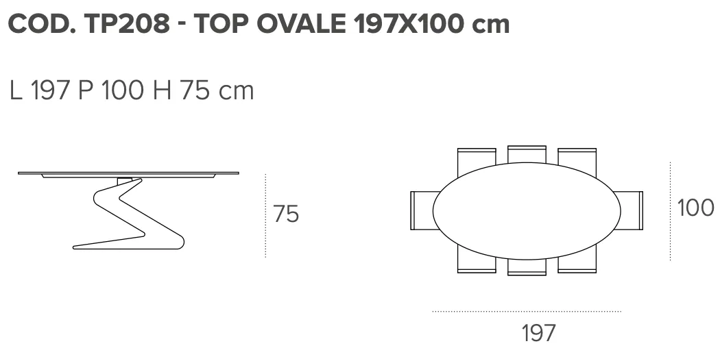 Размеры стола Target Point Zed 197x107 см, TP208